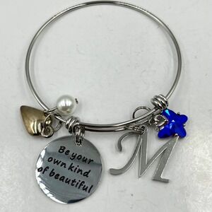 Vintage Silver Initial M Charm Bangle Bracelet Be Your Own Kind of Beautiful